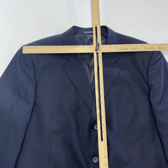 Rochas Blazer Mens 46R Navy Blue Wool Silk Blend Designer Classic Suit Jacket - Picture 6 of 9